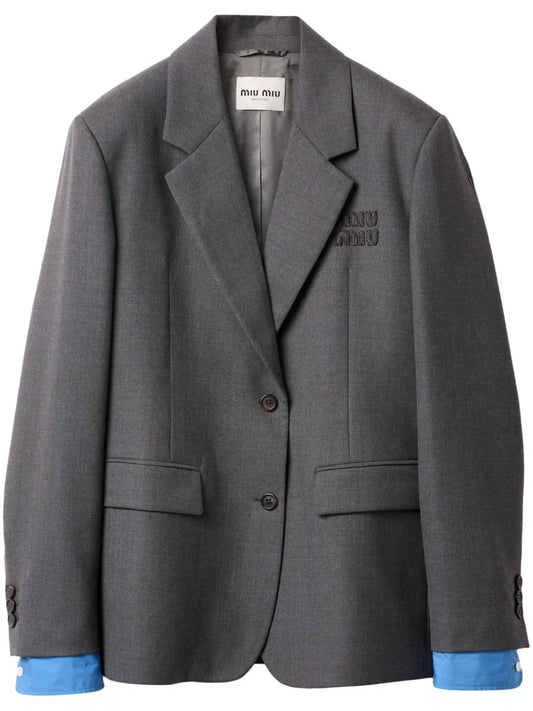 Single-Breasted Gabardine Blazer