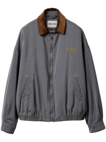 Velvet-Trim Bomber Jacket