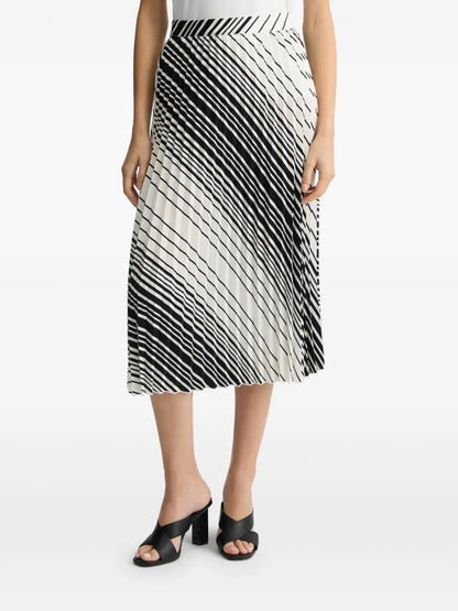 Pleated Striped Skirt