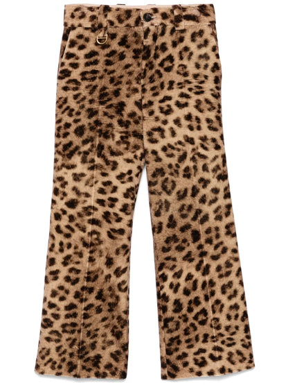Leopard-Print Velvet Trousers