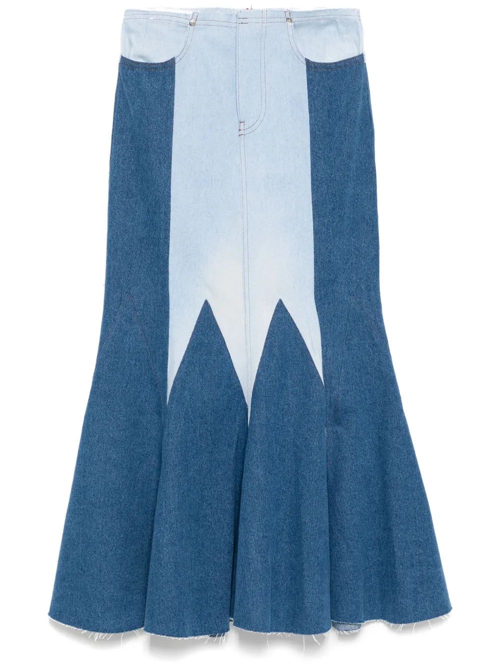The Reconstituted Denim Godet Maxi Skirt