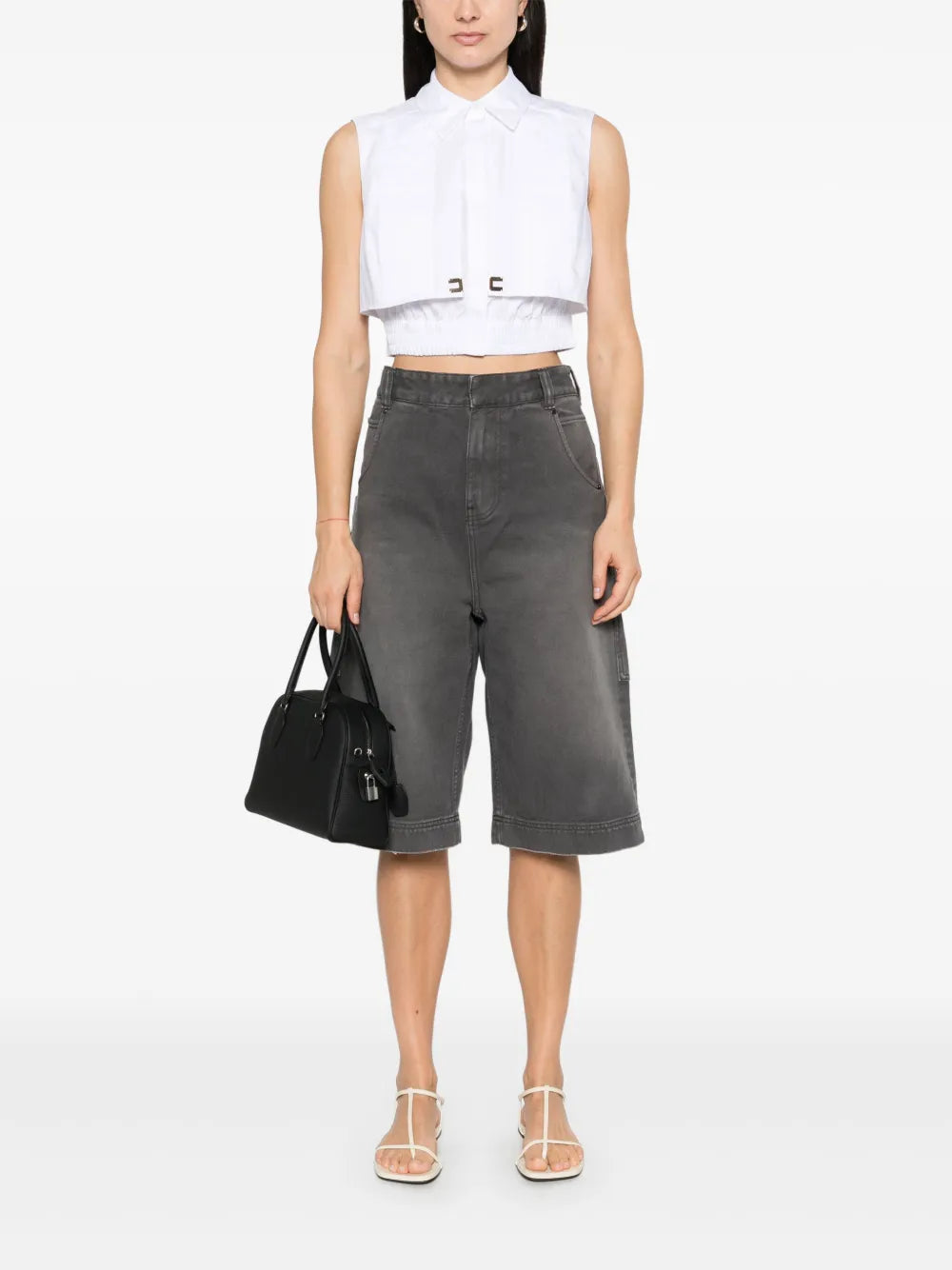 Cape-Insert Cropped Shirt