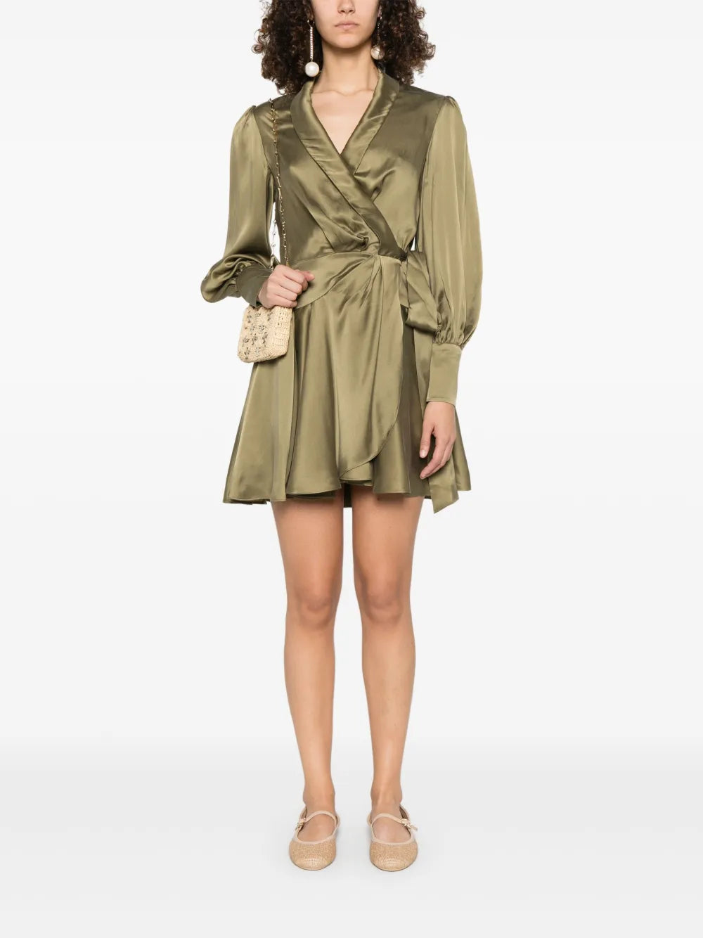 Silk Wrap Mini Dress