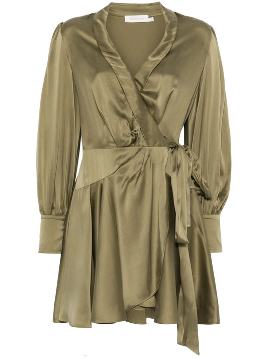 Silk Wrap Mini Dress