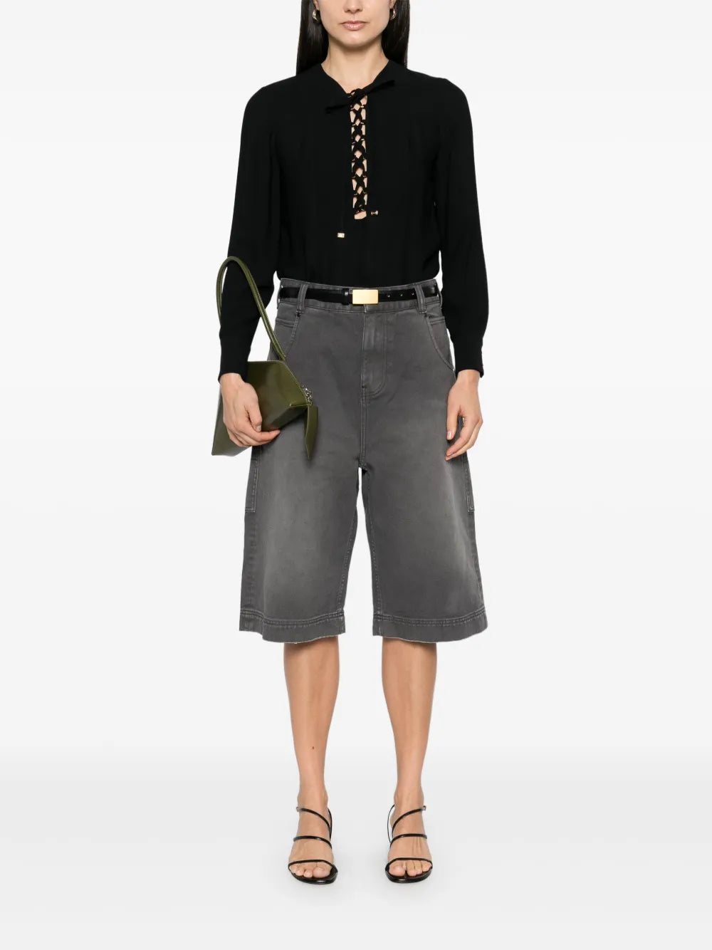 Lace-Up Georgette Blouse