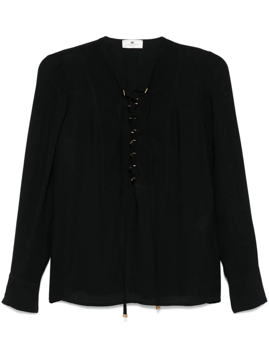 Lace-Up Georgette Blouse
