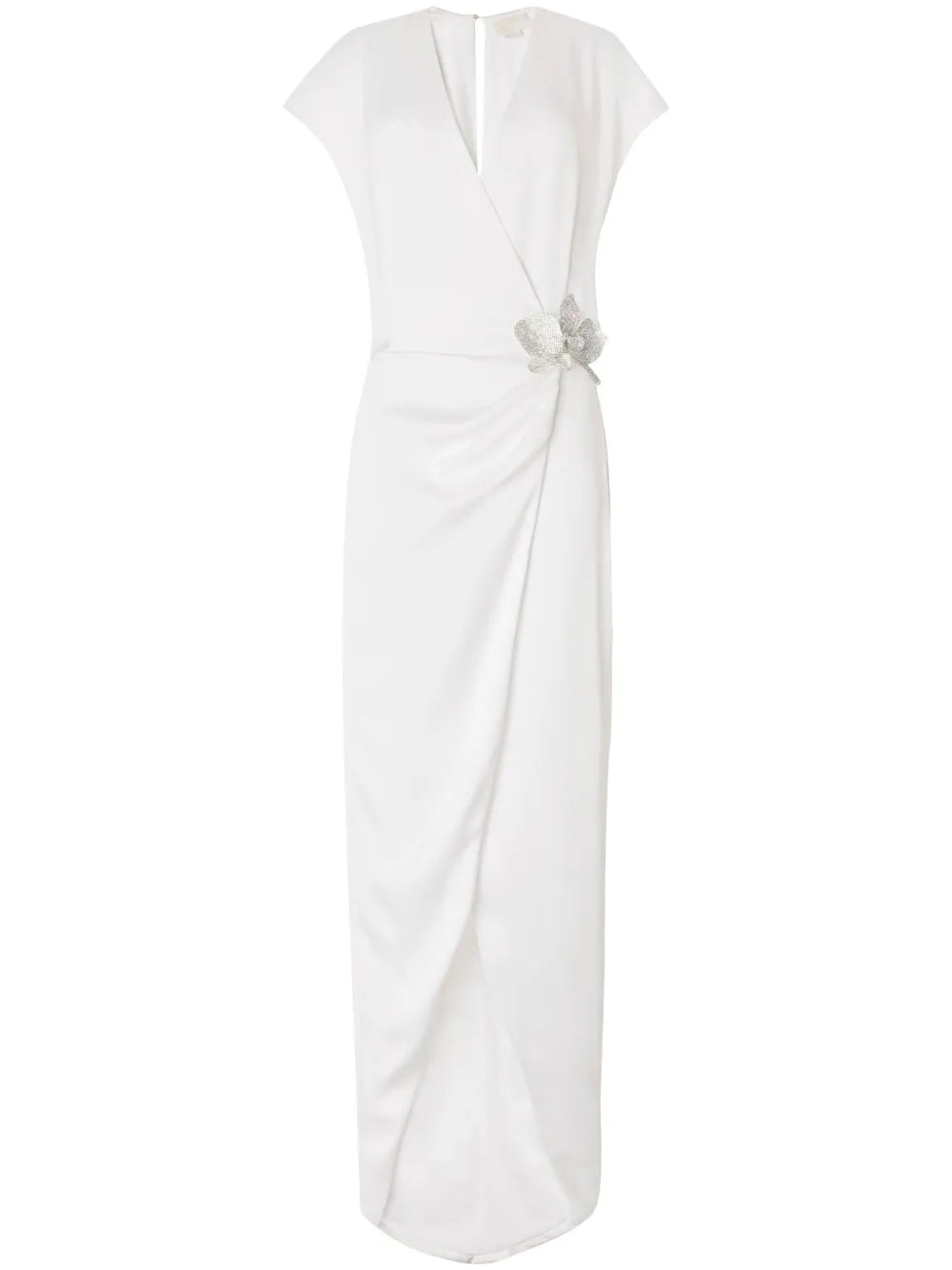Flower-Brooch Maxi Dress