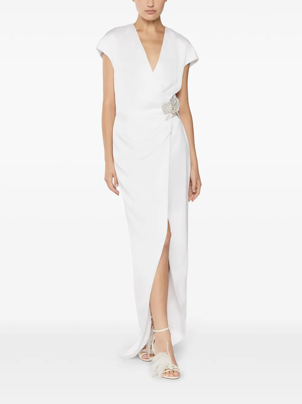 Flower-Brooch Maxi Dress