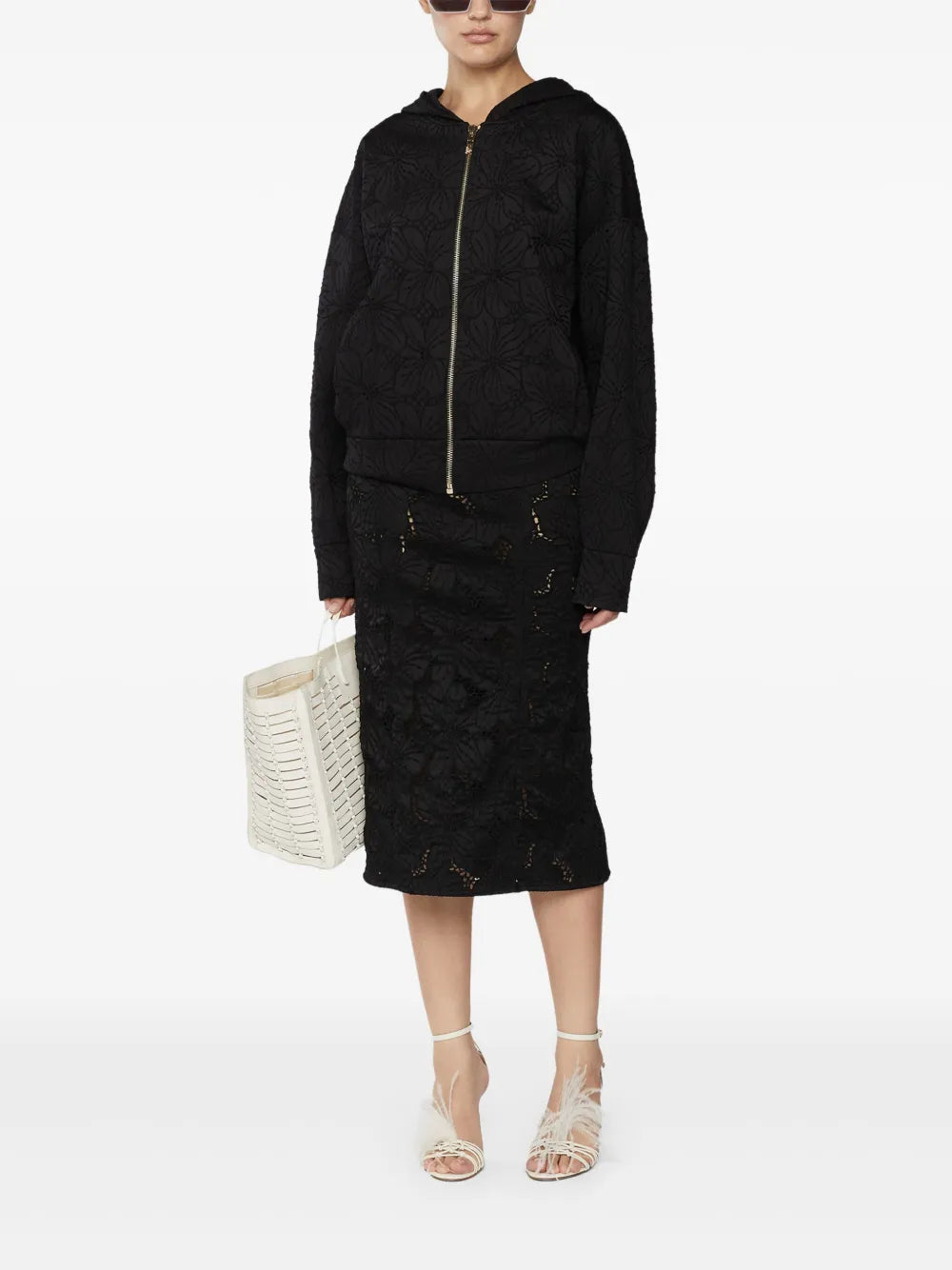 Floral-Jacquard Hoodie