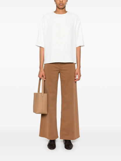 Satin-Trim Crepe Blouse