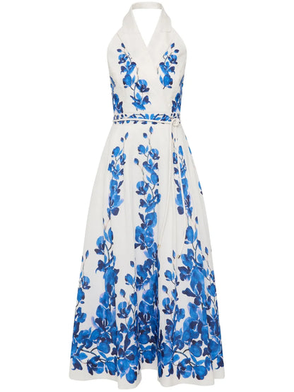 Floral-Motif Midi Dress