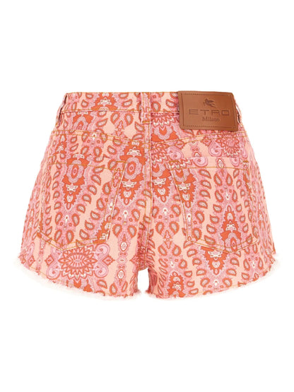 Paisley-Print Denim Shorts
