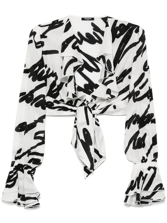 Love Letter-Print Blouse