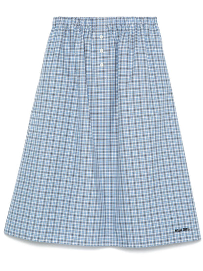 Plaid-Check Midi Skirt
