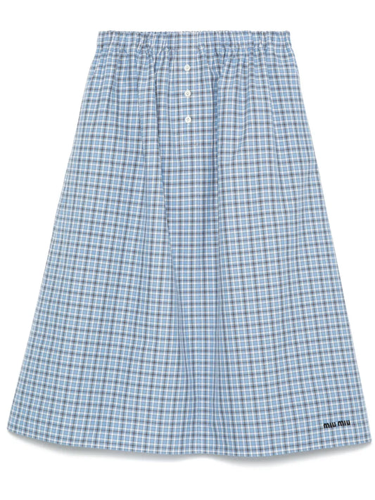 Plaid-Check Midi Skirt