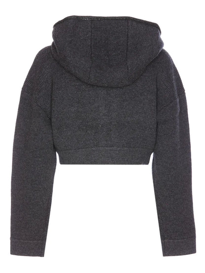 Knitted Cropped Hoodie