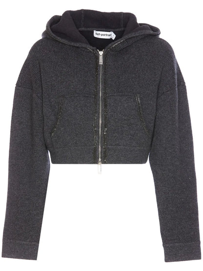 Knitted Cropped Hoodie