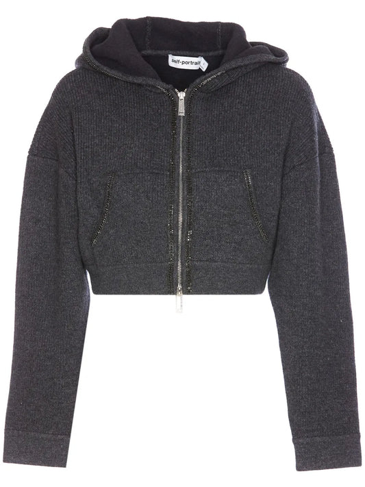 Knitted Cropped Hoodie