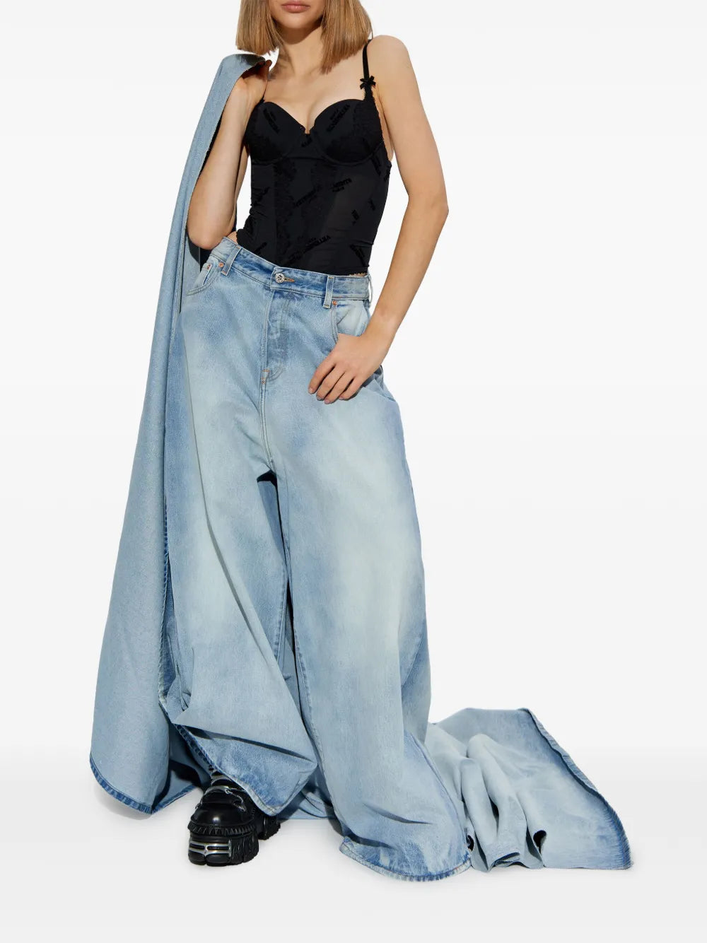 Flocked-Logo Corset