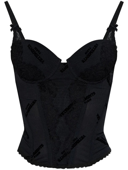 Flocked-Logo Corset