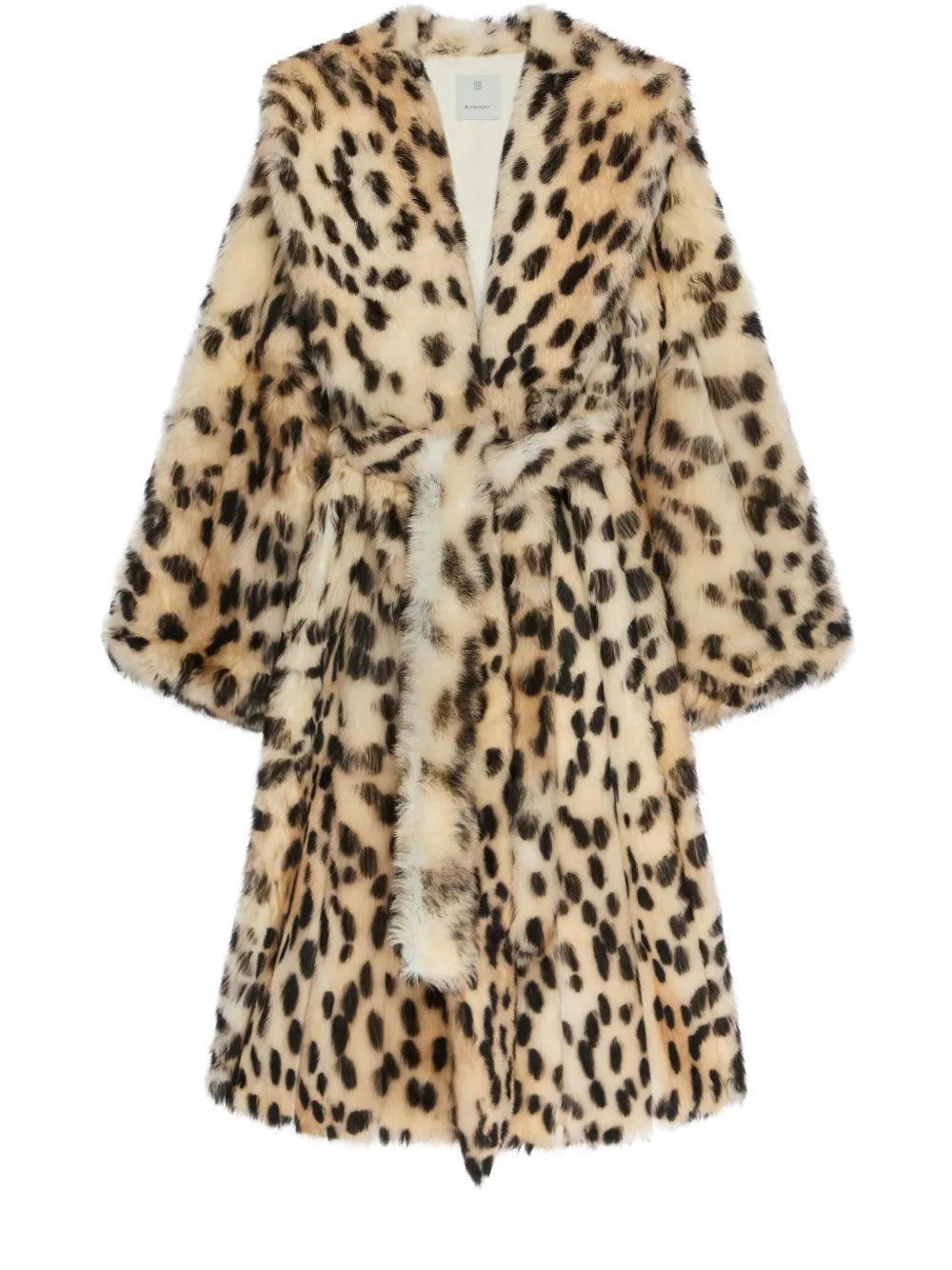 Oversized Coat In Fur With Leopard Print