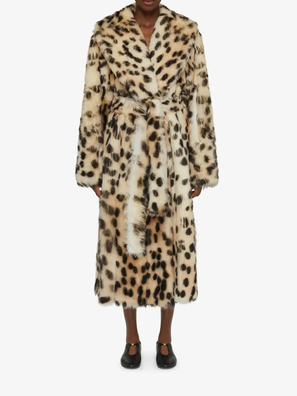 Oversized Coat In Fur With Leopard Print