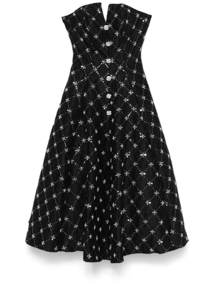 Embroidered Jacquard Midi Dress