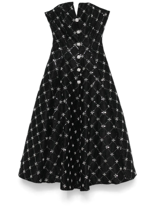 Embroidered Jacquard Midi Dress