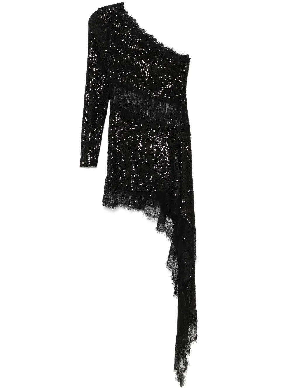 Lace-Insert Sequined Mini Dress
