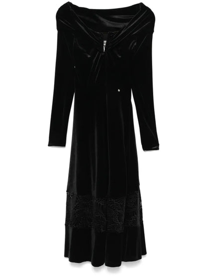 Off-Shoulder Velvet Midi Dress