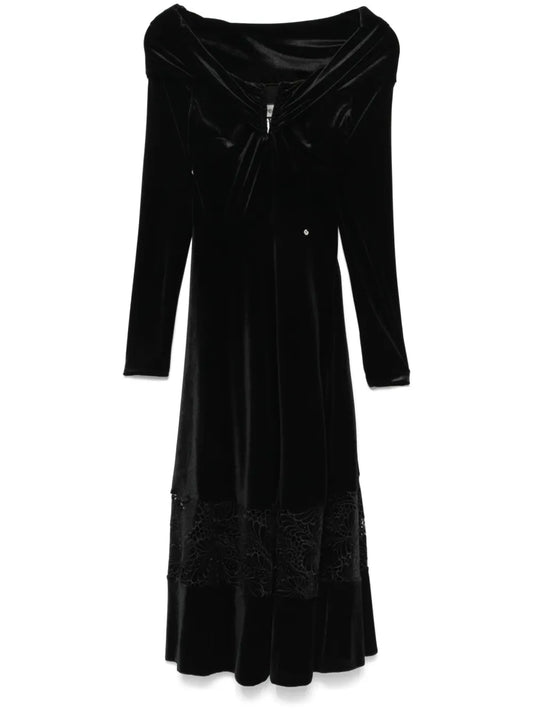 Off-Shoulder Velvet Midi Dress