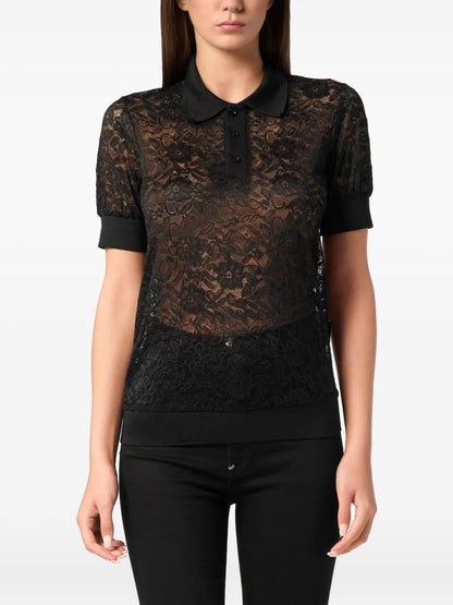 Lace Polo Top