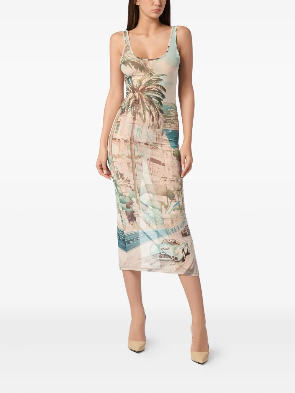 Abstract-Print Midi Dress