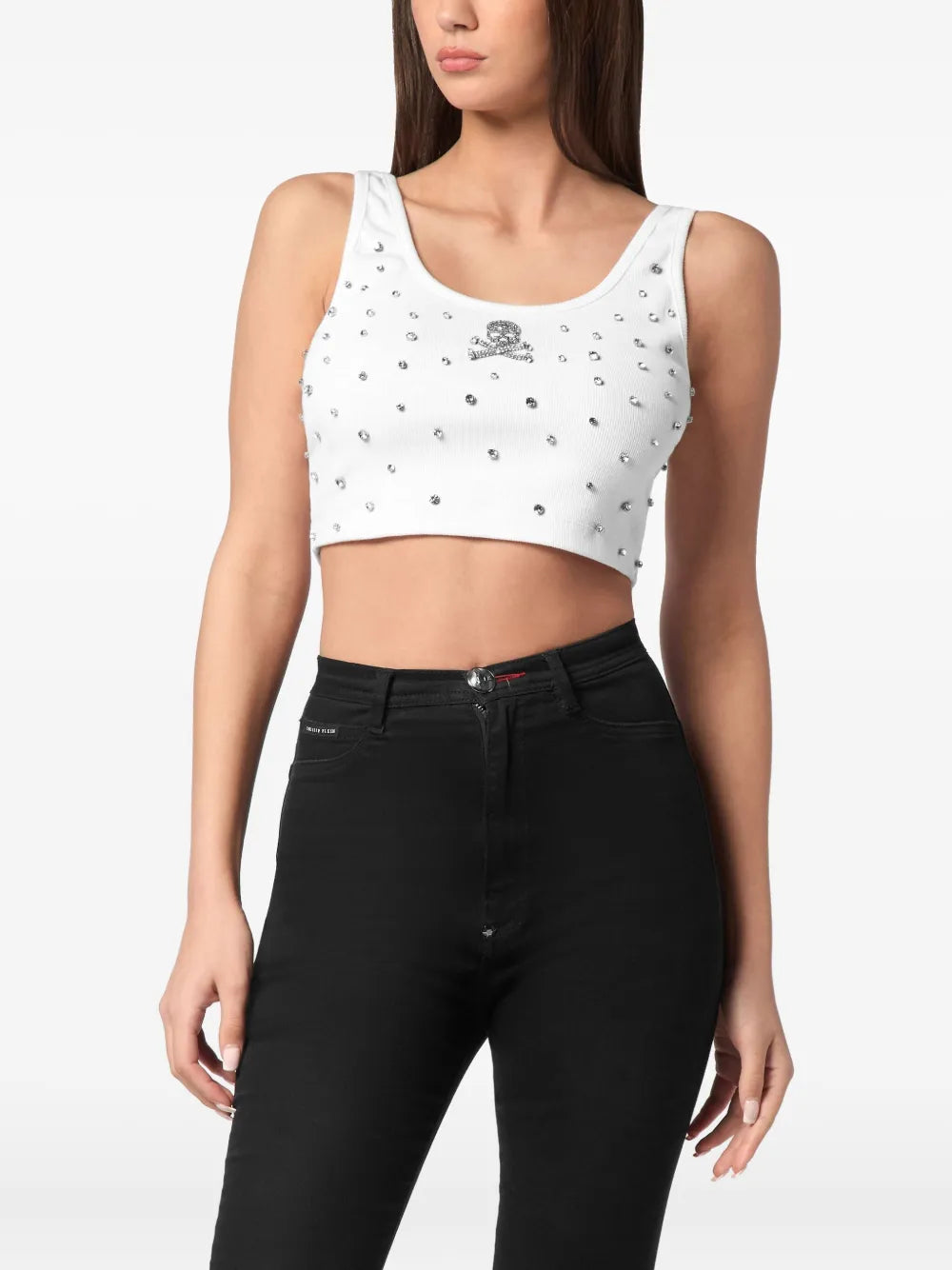 Rhinestone-Embellished Jersey Top