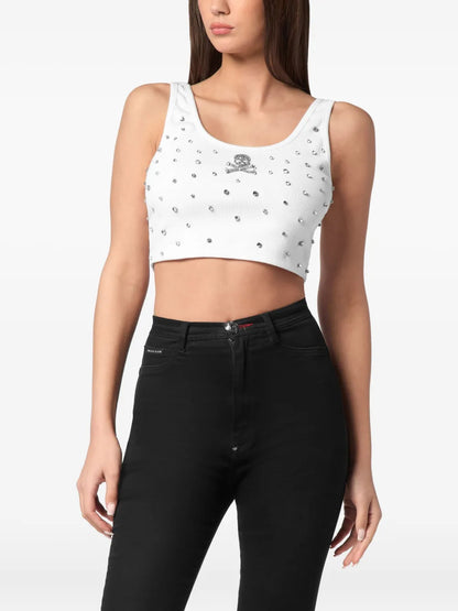 Rhinestone-Embellished Jersey Top