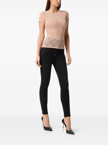 Monogram-Pattern Tulle T-Shirt