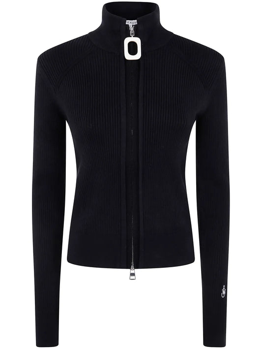 Zip-Up Ribbed Cardigan