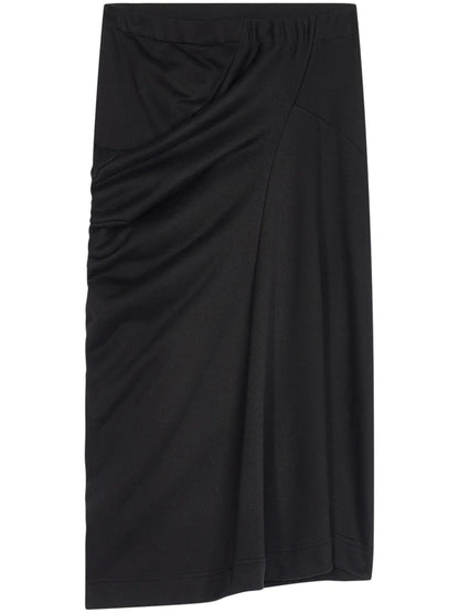 Draped Cotton Midi Skirt