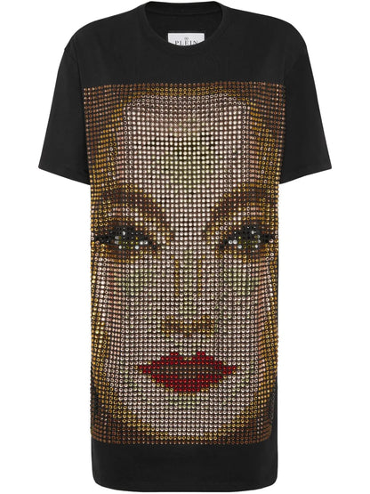 Rhinestone-Embellished Jersey Dress