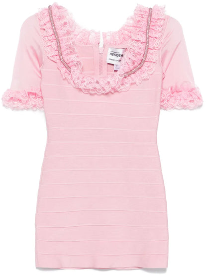 Ruffled Knitted Mini Dress