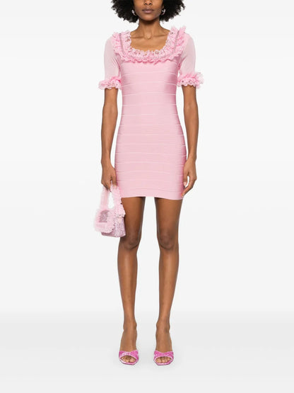 Ruffled Knitted Mini Dress