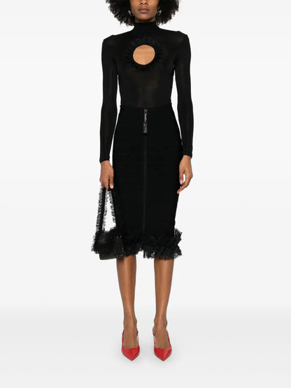 Ruffle Knit Midi Skirt
