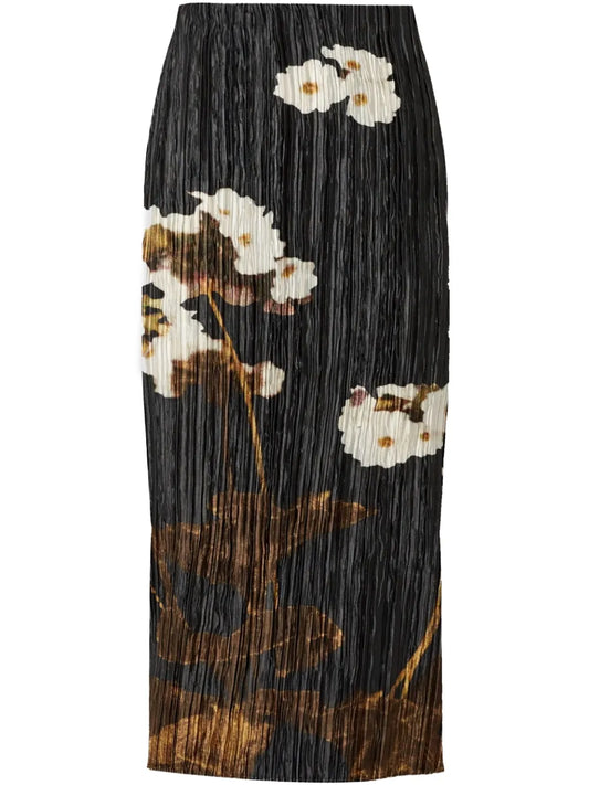 Floral-Print Pleated Skirt