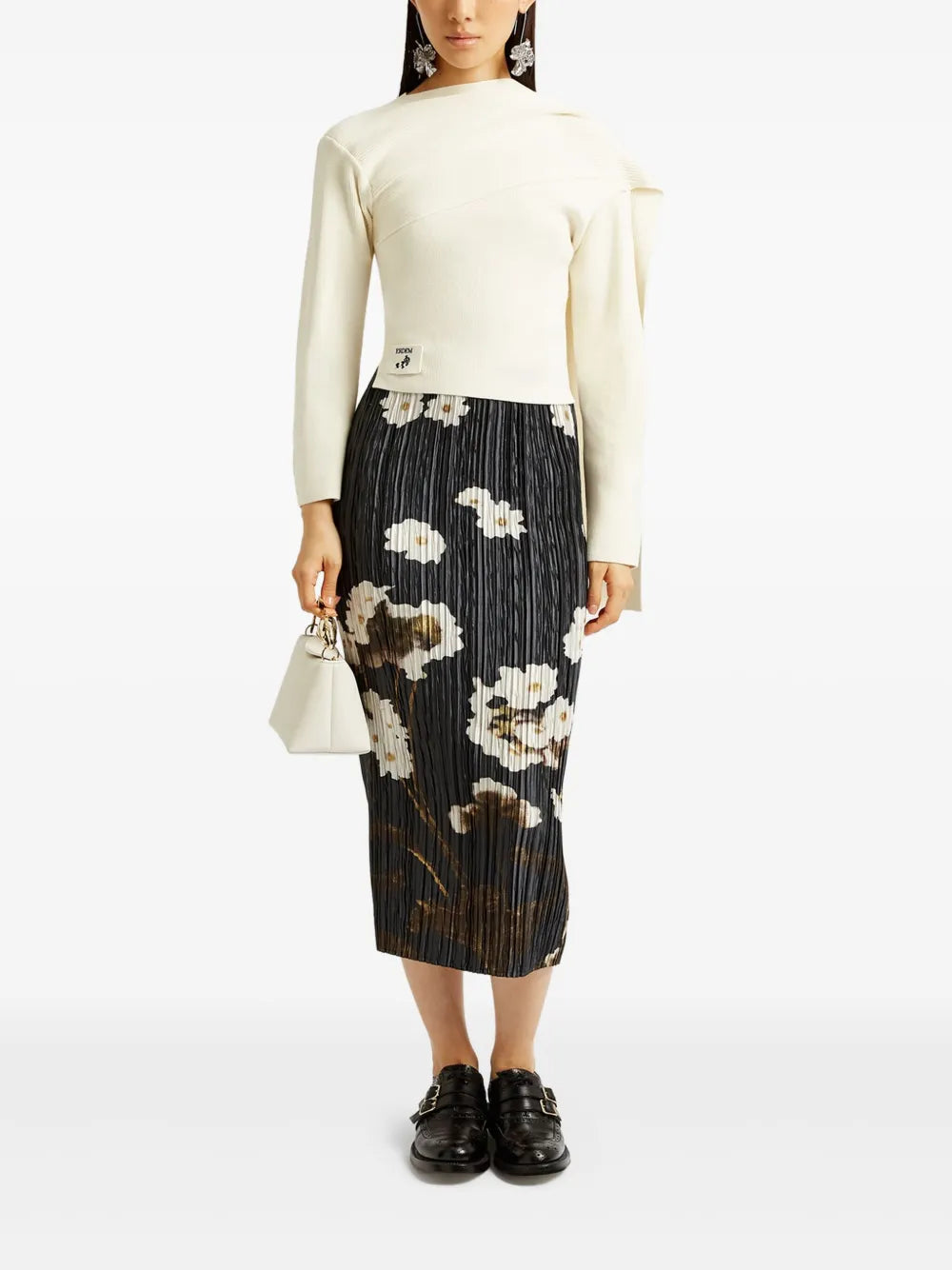 Floral-Print Pleated Skirt
