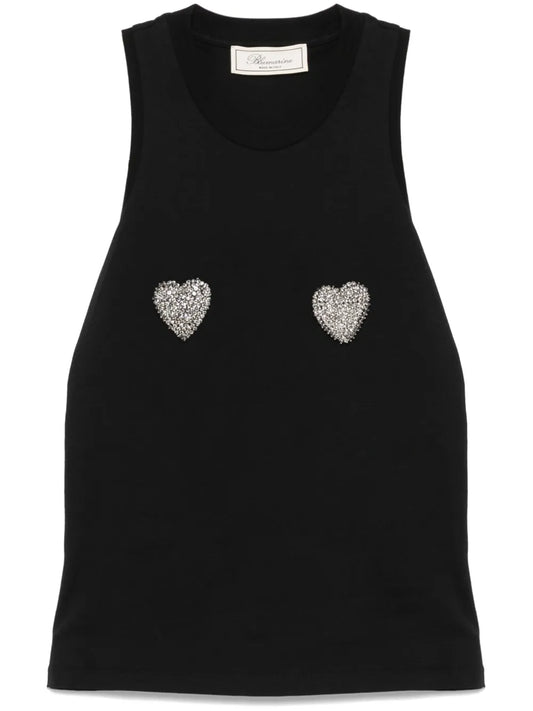Rhinestone-Heart Tank Top