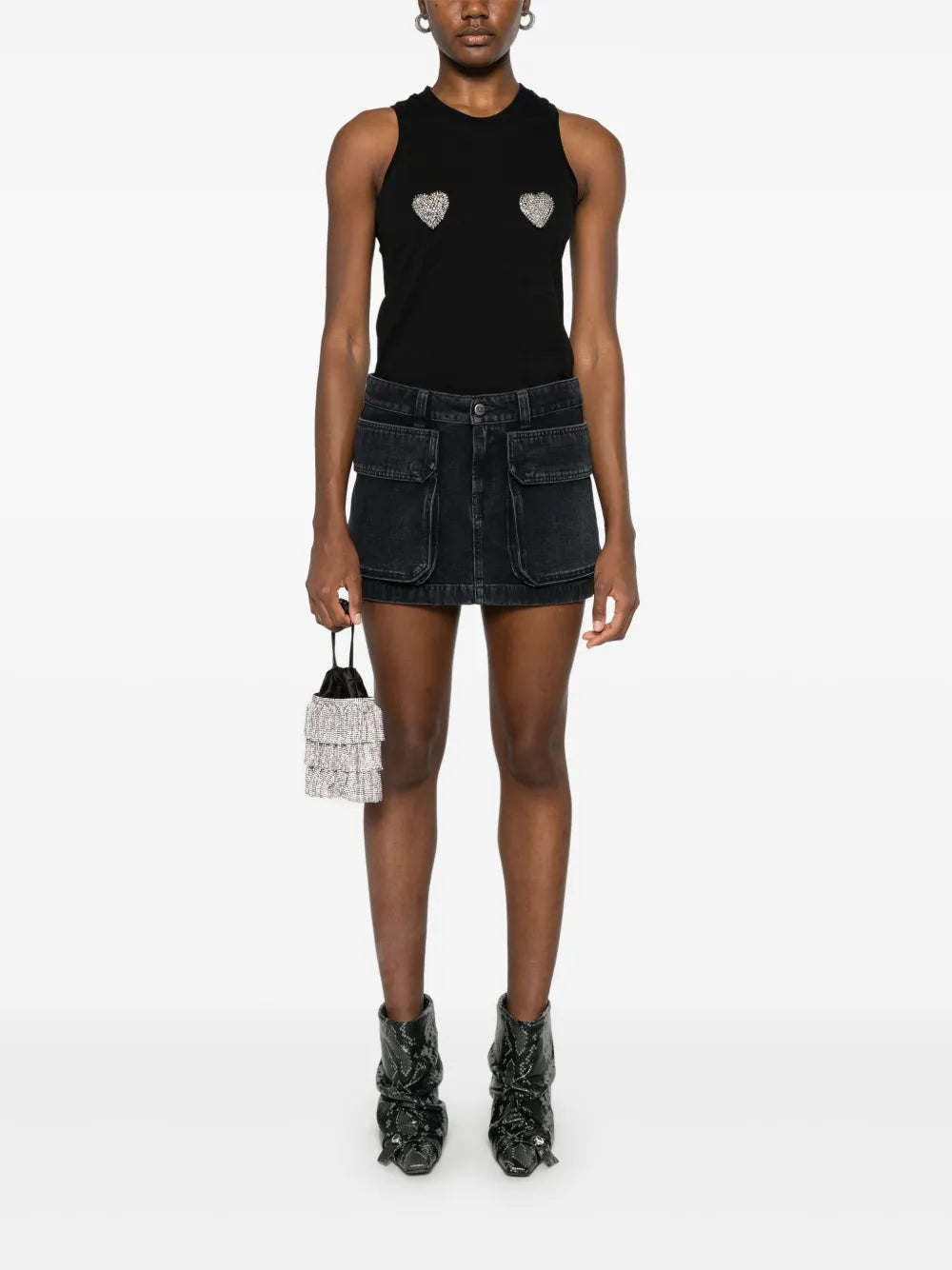 Rhinestone-Heart Tank Top