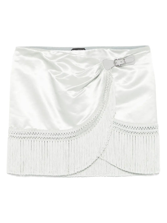 Fringed-Hem Mini Skirt