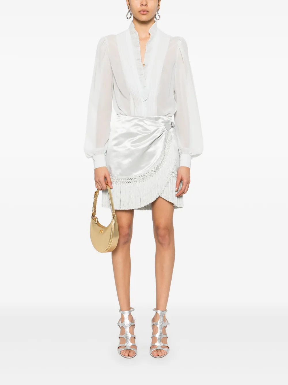 Fringed-Hem Mini Skirt