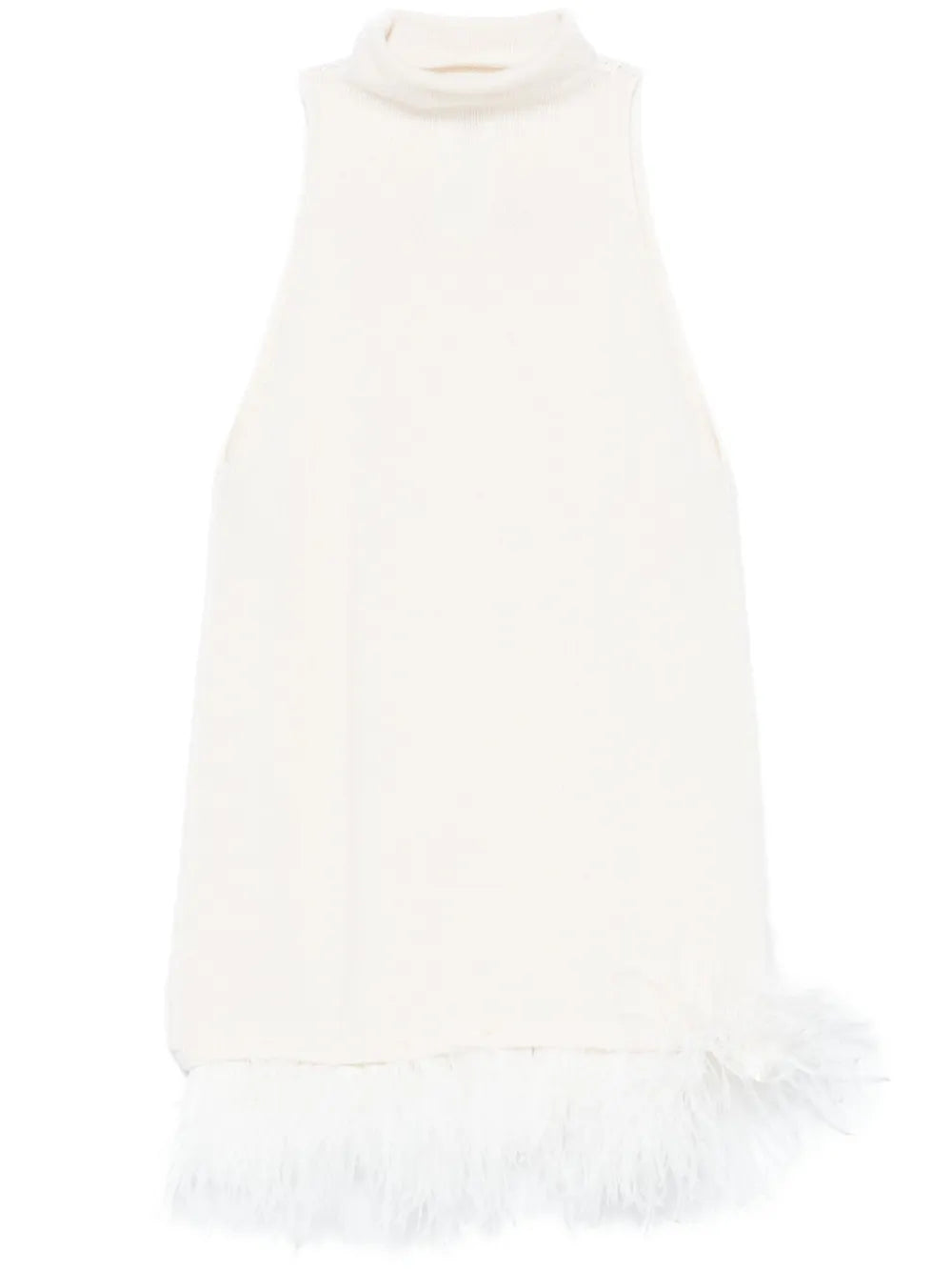 Feather-Trimmed Mini Dress