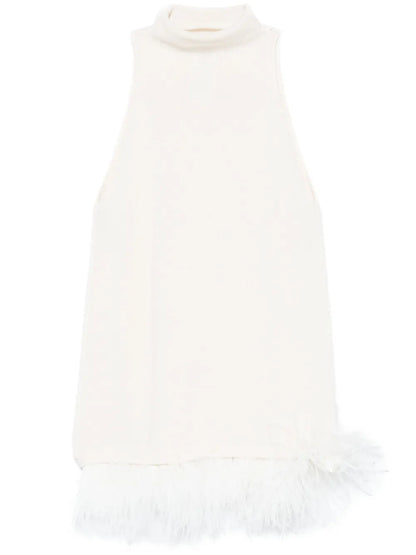 Feather-Trimmed Mini Dress